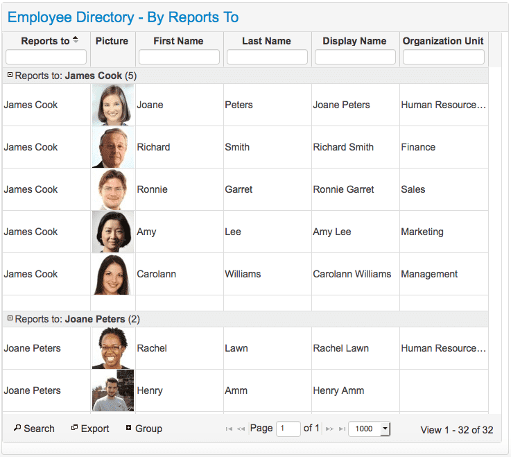 Social Intranet Employee Directory